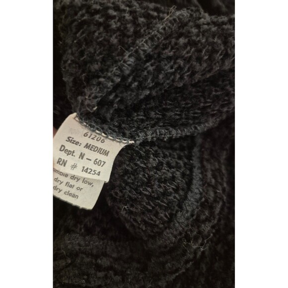Sears The Designer Group VTG 80s 90s Chenille Cardigan Sweater Black Sz M - Picture 6 of 7
